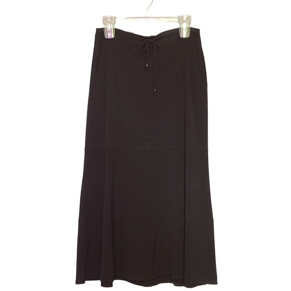 First Option Black A-Line Maxi Skirt Waist Tie Stretchy Women's Size 8 NWT - Picture 1 of 9